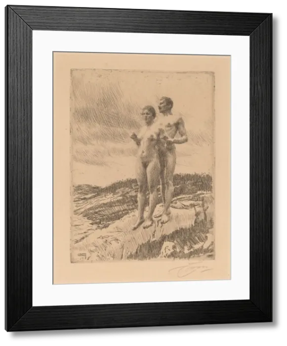 Framed Print : The Two, 1916. Creator: Anders Leonard Zorn Framed Print : The Two, 1916. Creator: Anders Leonard Zorn