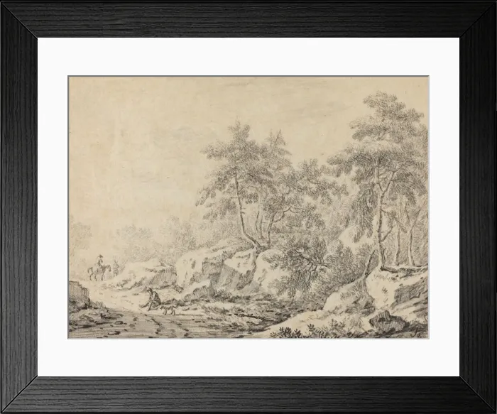 Framed Print : Travelers in a Rocky Wood. Creator: Johann Christoph Dietzsch Framed Print : Travelers in a Rocky Wood. Creator: Johann Christoph Dietzsch