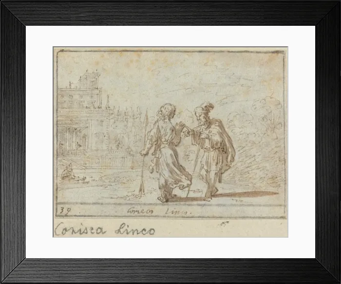 Framed Print : Corisca and Linco, 1640. Creator: Johann Wilhelm Baur Framed Print : Corisca and Linco, 1640. Creator: Johann Wilhelm Baur