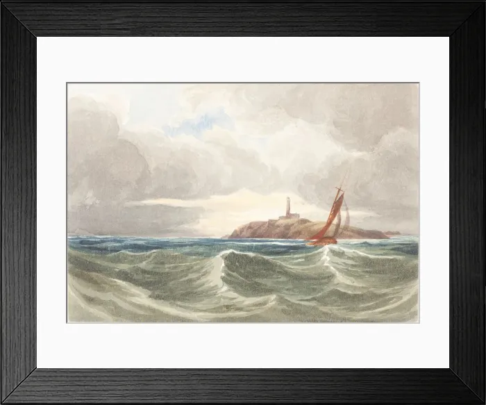 Framed Print : Seascape with Lighthouse. Creator: James Bulwer