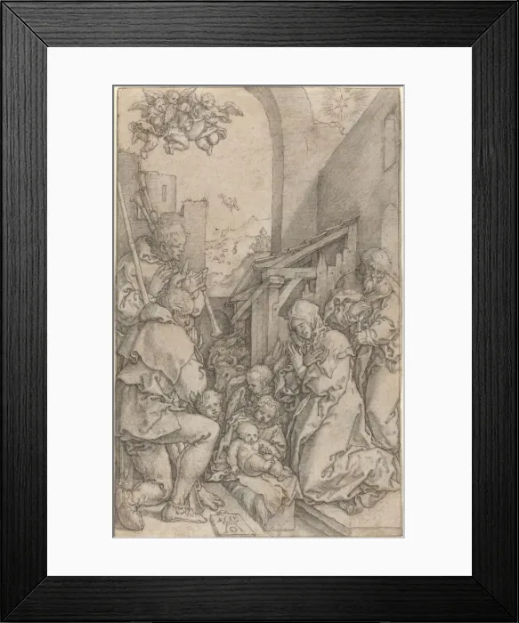 Framed Print : The Nativity, 1552. Creator: Heinrich Aldegrever Framed Print : The Nativity, 1552. Creator: Heinrich Aldegrever