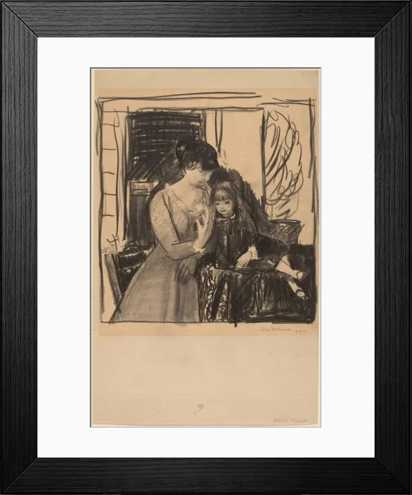 Framed Print : Anne and Her Mother, 1917. Creator: George Wesley Bellows Framed Print : Anne and Her Mother, 1917. Creator: George Wesley Bellows
