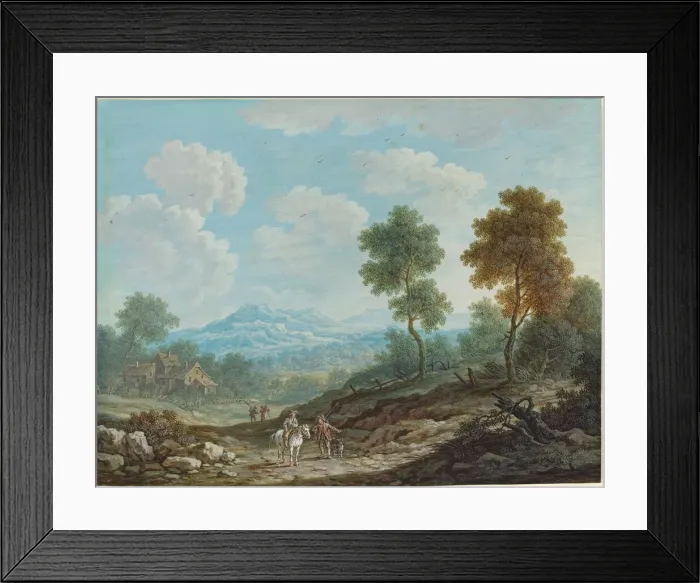 Framed Print : Travelers in a Broad Valley, c. 1750. Creator: Johann Christoph Dietzsch Framed Print : Travelers in a Broad Valley, c. 1750. Creator: Johann Christoph Dietzsch
