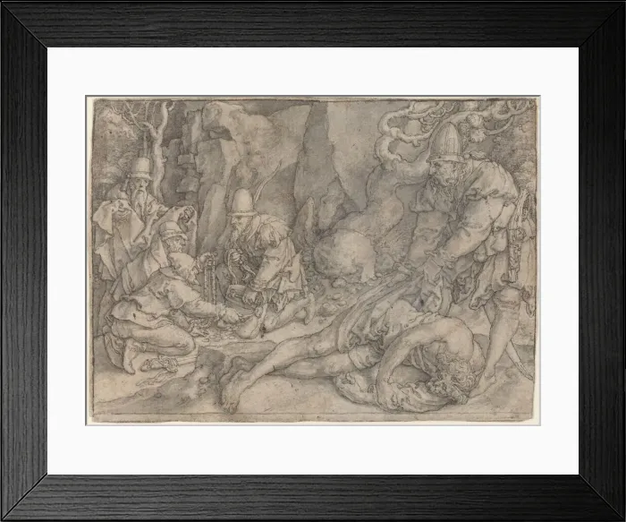 Framed Print : A Man Overpowered By Thieves, c. 1554. Creator: Heinrich Aldegrever Framed Print : A Man Overpowered By Thieves, c. 1554. Creator: Heinrich Aldegrever