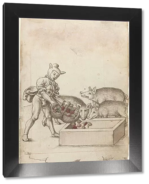 A Fool Feeding Flowers to Swine [fol. 42 recto], c. 1512  /  1515. Creator: Unknown