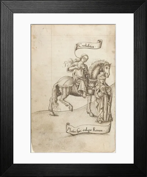 Framed Print : Credulity Preparing to Nurse the Mother of Hope [fol. 18 verso], c. 1512  /  1515