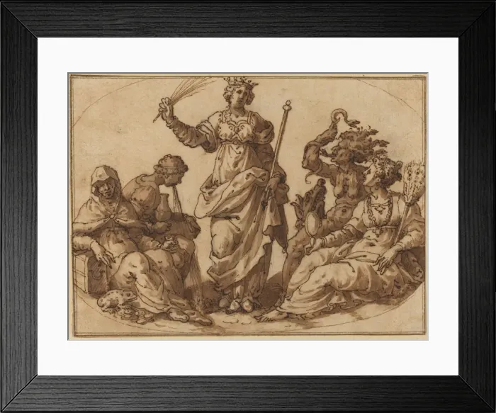 Framed Print : Virtue Triumphing over Vices, 16th century. Creator: Unknown Framed Print : Virtue Triumphing over Vices, 16th century. Creator: Unknown