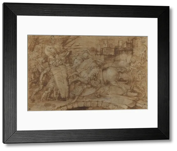 Framed Print : Horatius Cocles Defending Rome, 16th century. Creator: Unknown Framed Print : Horatius Cocles Defending Rome, 16th century. Creator: Unknown