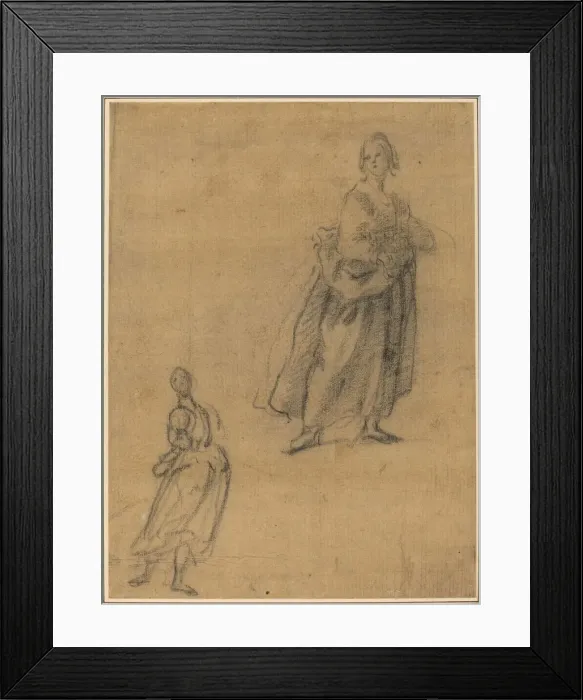 Framed Print : Two Studies of a Standing Woman, early 17th century. Creator: Unknown Framed Print : Two Studies of a Standing Woman, early 17th century. Creator: Unknown