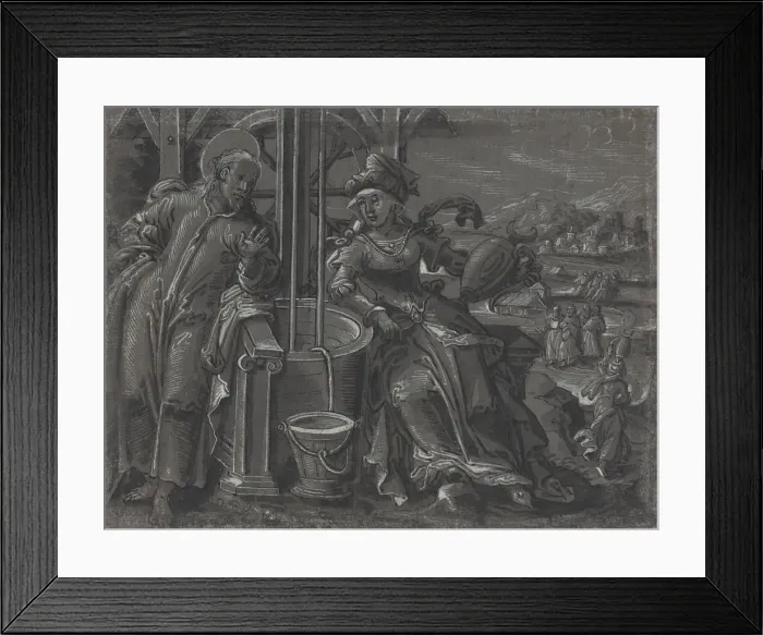 Framed Print : Christ and the Woman of Samaria [verso], c. 1600. Creator: Unknown