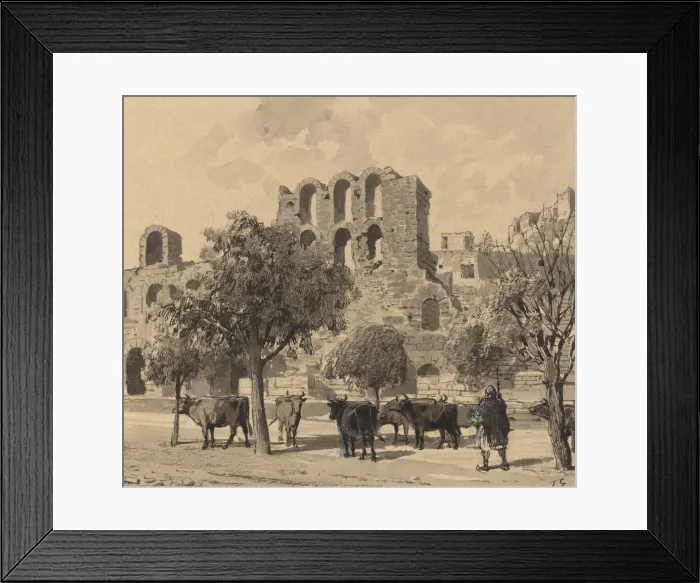 Framed Print : Theater of Herodes Atticus, 1890. Creator: Themistocles von Eckenbrecher Framed Print : Theater of Herodes Atticus, 1890. Creator: Themistocles von Eckenbrecher