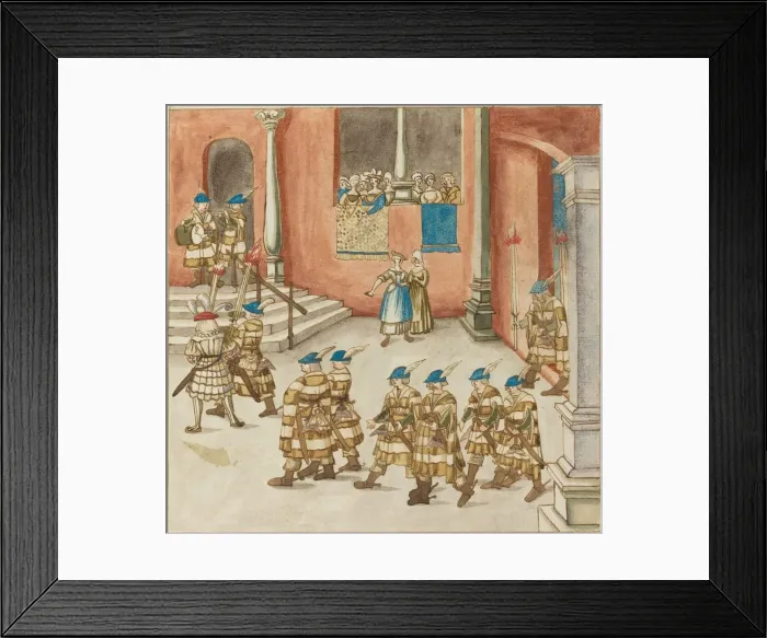 Framed Print : Procession of Knights Viewed by Ladies on a Balcony, c. 1515. Creator: Unknown Framed Print : Procession of Knights Viewed by Ladies on a Balcony, c. 1515. Creator: Unknown