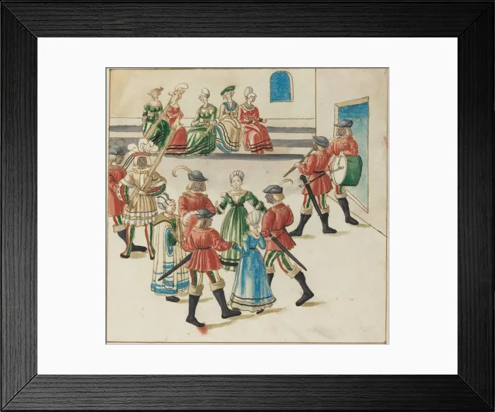 Framed Print : Three Couples in a Circle Dance, c. 1515. Creator: Unknown Framed Print : Three Couples in a Circle Dance, c. 1515. Creator: Unknown
