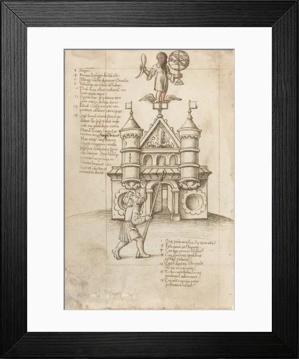 Framed Print : The Statue of Opportunity and the Passer-by [fol. 8 recto], c. 1512  /  1515