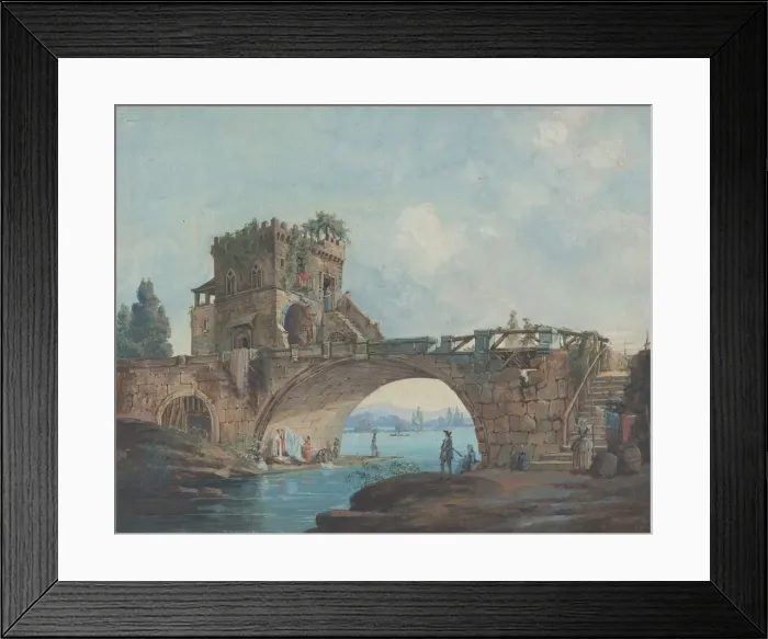Framed Print : The Ponte Salario with Laundresses, c. 1780. Creator: Unknown Framed Print : The Ponte Salario with Laundresses, c. 1780. Creator: Unknown