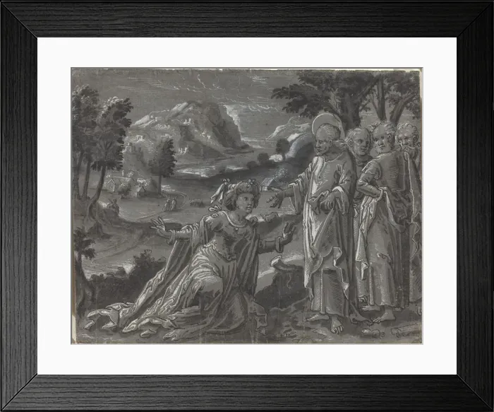 Framed Print : Christ and the Adulteress [recto], c. 1600. Creator: Unknown
