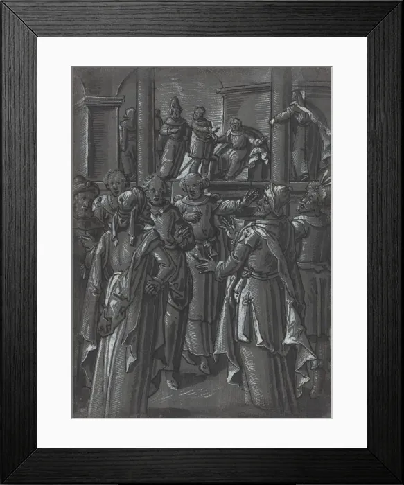 Framed Print : The High Priest before Pilate [verso], c. 1600. Creator: Unknown
