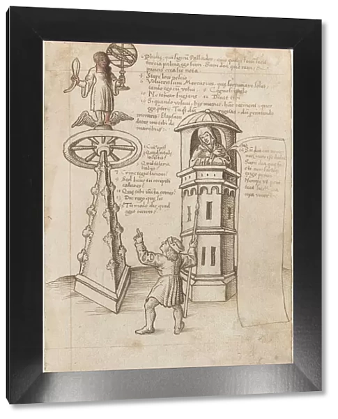 The Statue of Opportunity, a Passer-by, and Remorse [fol. 8r], c. 1512  /  1515