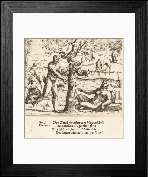 Framed Print : The Temptation of Eve, 1548. Creator: Augustin Hirschvogel Framed Print : The Temptation of Eve, 1548. Creator: Augustin Hirschvogel