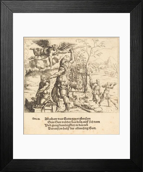 Framed Print : The Sacrifice of Isaac, 1547. Creator: Augustin Hirschvogel Framed Print : The Sacrifice of Isaac, 1547. Creator: Augustin Hirschvogel