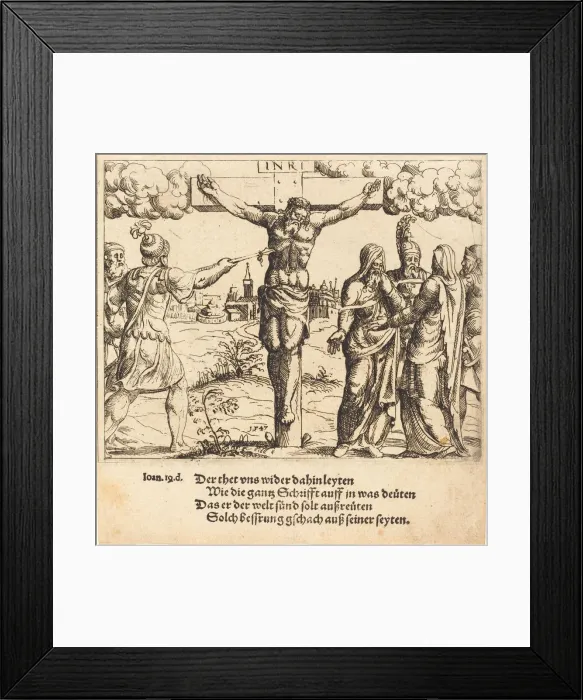 Framed Print : Christ is Pierced with the Lance, 1547. Creator: Augustin Hirschvogel Framed Print : Christ is Pierced with the Lance, 1547. Creator: Augustin Hirschvogel
