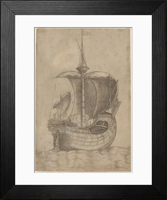 Framed Print : Carrack, Heading to the Right, c. 1480 / 1500. Creator: Unknown Framed Print : Carrack, Heading to the Right, c. 1480 / 1500. Creator: Unknown