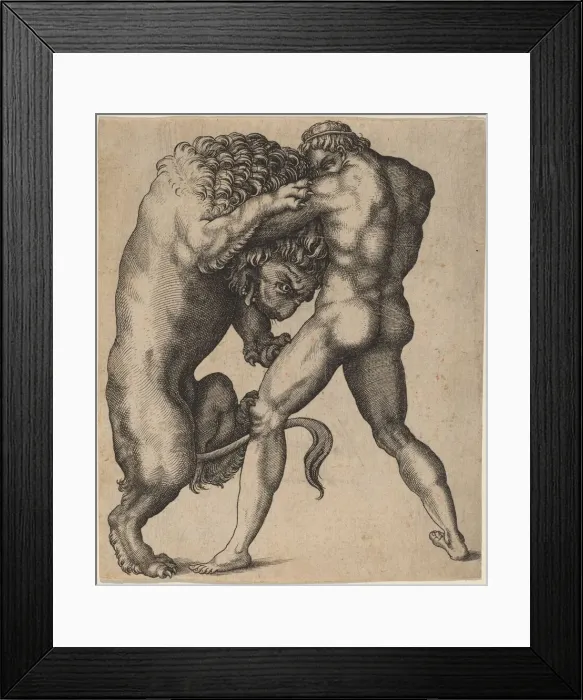 Framed Print : Hercules and the Nemean Lion, c. 1550. Creator: Unknown Framed Print : Hercules and the Nemean Lion, c. 1550. Creator: Unknown