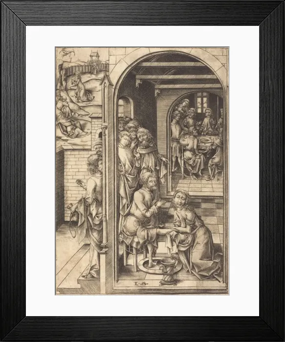 Framed Print : Christ Washing the Feet of the Apostles, c. 1480. Creator: Israhel van Meckenem Framed Print : Christ Washing the Feet of the Apostles, c. 1480. Creator: Israhel van Meckenem