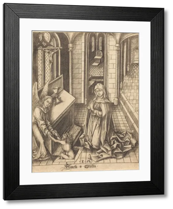 Framed Print : Saint Ottilia, c. 1475 / 1480. Creator: Israhel van Meckenem Framed Print : Saint Ottilia, c. 1475 / 1480. Creator: Israhel van Meckenem