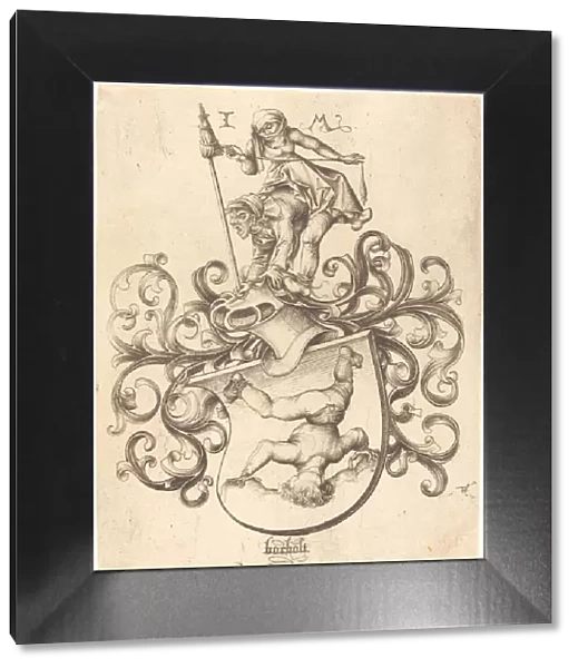 Coat of Arms with Tumbling Boy, c. 1480  /  1490. Creator: Israhel van Meckenem