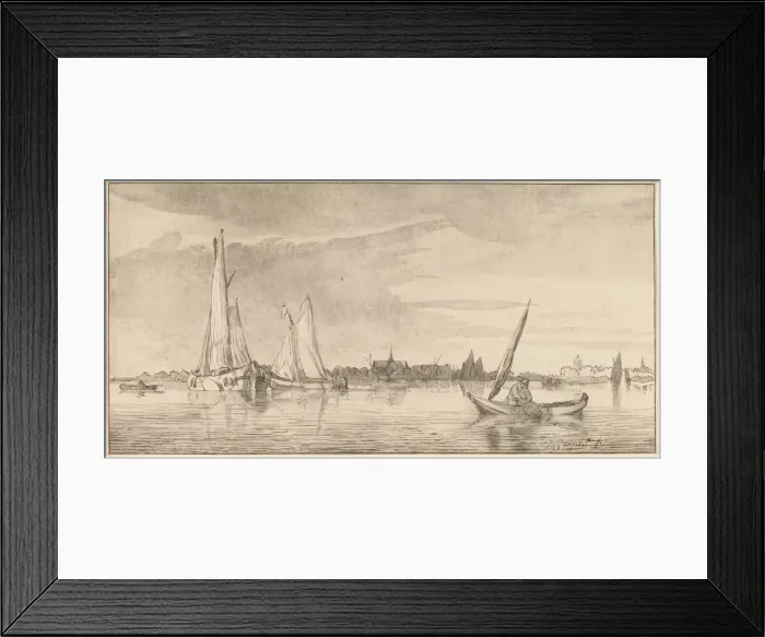 Framed Print : River with Town, 1775. Creator: Bernhard Schreuder Framed Print : River with Town, 1775. Creator: Bernhard Schreuder