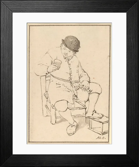 Framed Print : Seated Peasant with Jug, c. 1763. Creator: Cornelis Ploos van Amstel Framed Print : Seated Peasant with Jug, c. 1763. Creator: Cornelis Ploos van Amstel