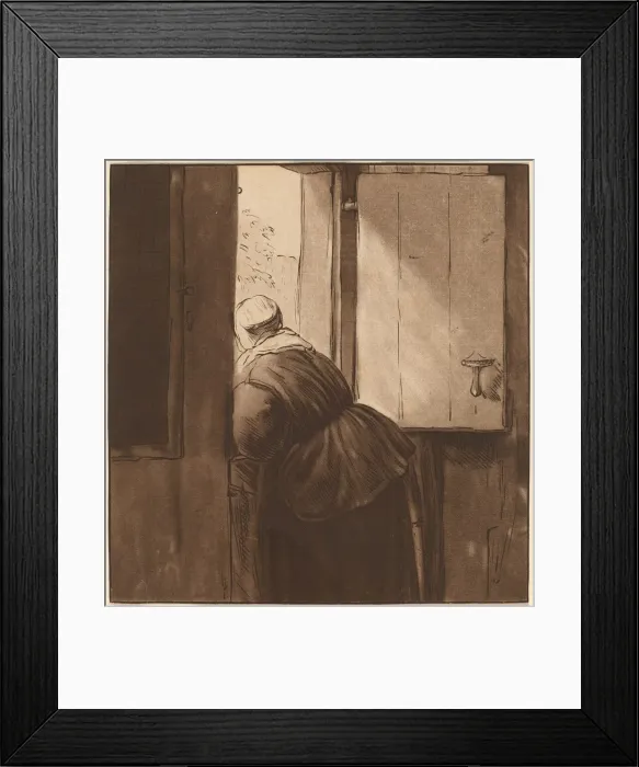 Framed Print : Woman Leaning over a Lower Door, 1761, published 1765. Creator: Cornelis Ploos van Amstel Framed Print : Woman Leaning over a Lower Door, 1761, published 1765. Creator: Cornelis Ploos van Amstel