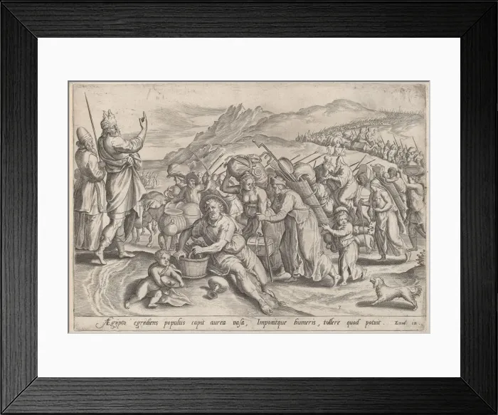 Framed Print : The Exodus from Egypt, c. 1585. Creator: Johann Sadeler I Framed Print : The Exodus from Egypt, c. 1585. Creator: Johann Sadeler I
