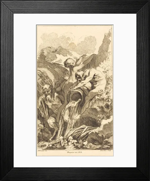 Framed Print : Satyr, Nymph and River God, in or after 1736. Creator: Pierre Alexandre Aveline Framed Print : Satyr, Nymph and River God, in or after 1736. Creator: Pierre Alexandre Aveline