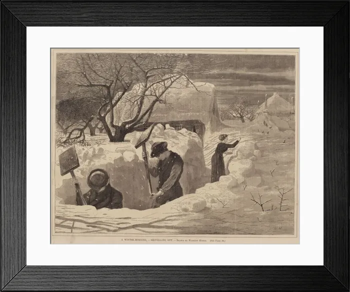 Framed Print : A Winter-Morning, - Shovelling Out, published 1871. Creator: George A. Avery Framed Print : A Winter-Morning, - Shovelling Out, published 1871. Creator: George A. Avery