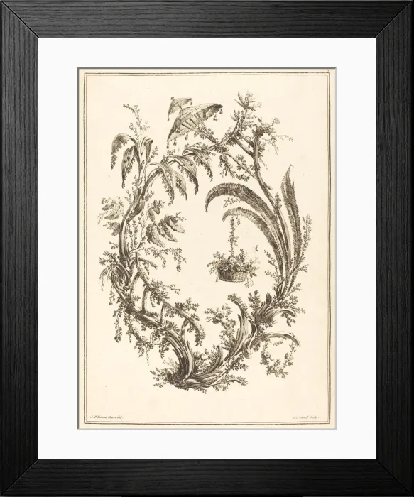 Framed Print : Ornament with Parasol and Hanging Basket. Creator: Jean Jacques Avril Framed Print : Ornament with Parasol and Hanging Basket. Creator: Jean Jacques Avril