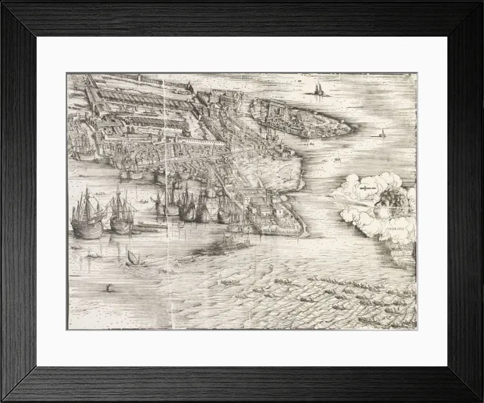 Framed Print : View of Venice [lower right block], 1500. Creator: Jacopo de Barbari