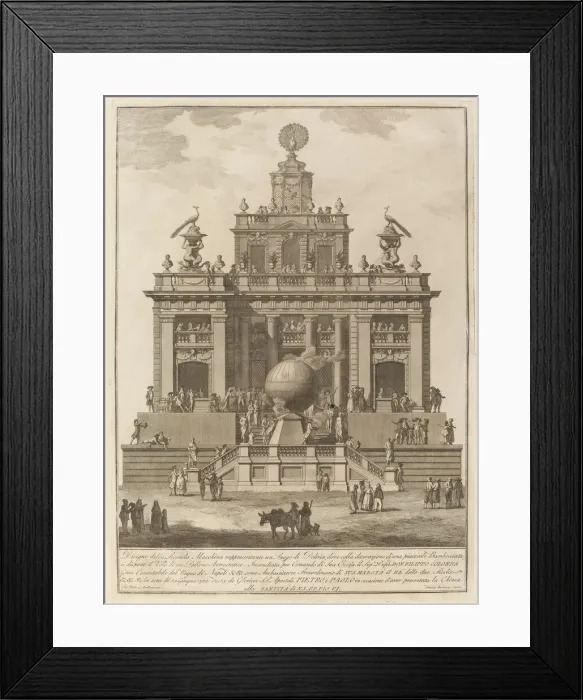 Framed Print : A Place of Delight with an Aerial Balloon, for the Chinea'Festival, 1785 Framed Print : A Place of Delight with an Aerial Balloon, for the Chinea'Festival, 1785