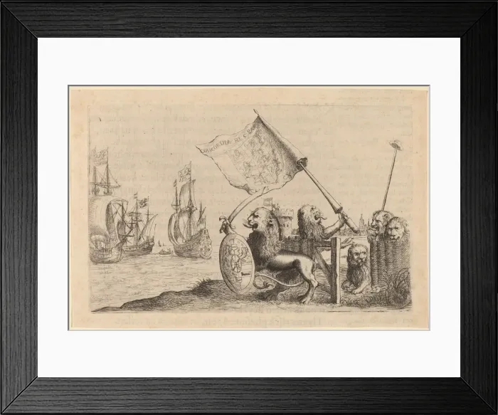 Framed Print : Lions Protecting the Garden of the United Provinces, 1634. Creator: Willem Basse Framed Print : Lions Protecting the Garden of the United Provinces, 1634. Creator: Willem Basse