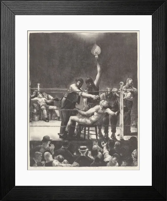 Framed Print : Between Rounds, small, second stone, 1923. Creator: George Wesley Bellows Framed Print : Between Rounds, small, second stone, 1923. Creator: George Wesley Bellows