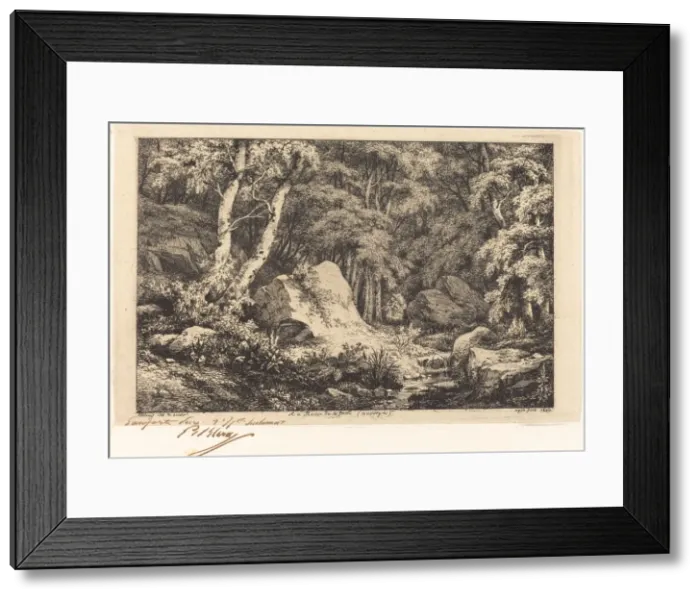 Framed Print : Au ravin de la faille, Auvergne (The Ravine at Auvergne), 1846. Creator: Eugene Blery Framed Print : Au ravin de la faille, Auvergne (The Ravine at Auvergne), 1846. Creator: Eugene Blery