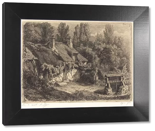 La chaumiere au puits (Cottage with Well), published 1849. Creator: Eugene Blery