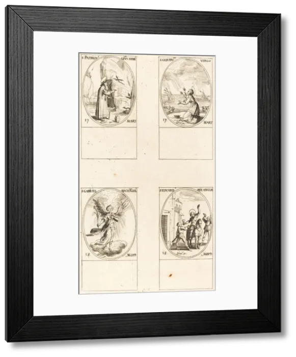 Framed Print : St. Patrick; St. Gertrude; St. Gabriel, Archangel; St. Edward. Creator: Jacques Callot Framed Print : St. Patrick; St. Gertrude; St. Gabriel, Archangel; St. Edward. Creator: Jacques Callot
