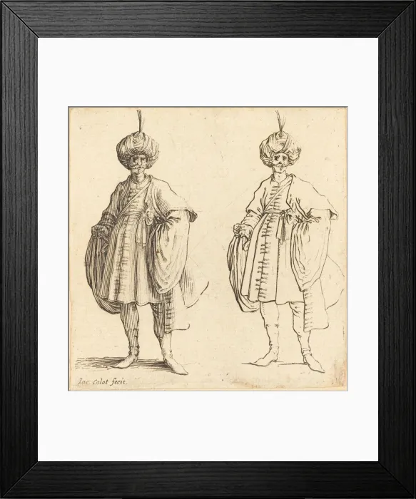 Framed Print : Two Turks Dressed in Turbans with a Plume. Creator: Jacques Callot Framed Print : Two Turks Dressed in Turbans with a Plume. Creator: Jacques Callot
