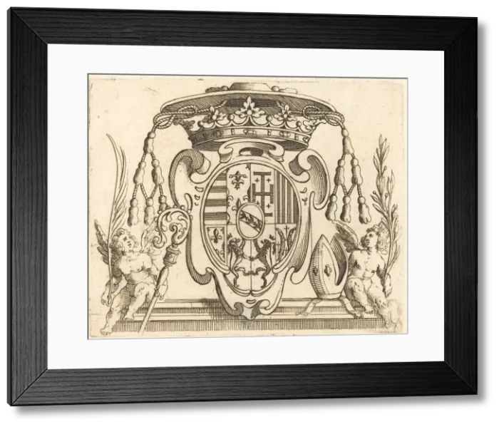 Framed Print : Coat of Arms of Nicolas Francis of Lorraine. Creator: Jacques Callot Framed Print : Coat of Arms of Nicolas Francis of Lorraine. Creator: Jacques Callot
