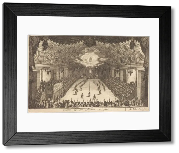 Framed Print : Entry of His Highness on Foot, 1627. Creator: Jacques Callot Framed Print : Entry of His Highness on Foot, 1627. Creator: Jacques Callot