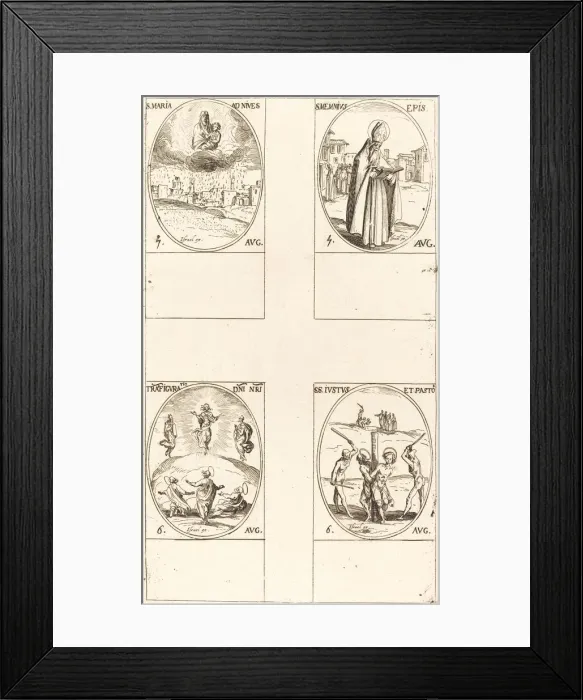 Framed Print : St. Mary of Snow; St. Memmius, Bishop; The Transfiguration; Sts. Justus and Pastor Framed Print : St. Mary of Snow; St. Memmius, Bishop; The Transfiguration; Sts. Justus and Pastor