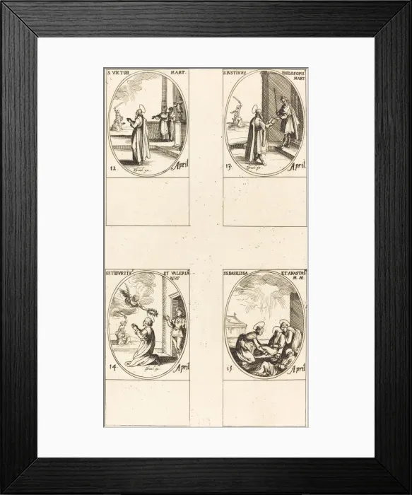 Framed Print : St. Victor; St. Justinus; Sts. Tiburtius and Valerianus; Sts. Basilissa and Anastasia Framed Print : St. Victor; St. Justinus; Sts. Tiburtius and Valerianus; Sts. Basilissa and Anastasia