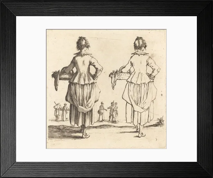 Framed Print : Peasant Woman with Basket, Seen from Behind, 1617 and 1621. Creator: Jacques Callot Framed Print : Peasant Woman with Basket, Seen from Behind, 1617 and 1621. Creator: Jacques Callot